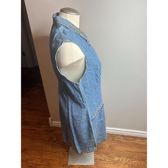 Bedazzled cute summer spring dress vintage Y2K fashion denim with Pockets small - Picture 6 of 9